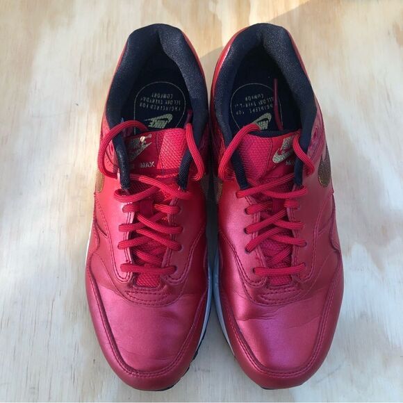 Nike Air Max 1 Red Gold Sequin Women’s Size 6.5 - Picture 6 of 11